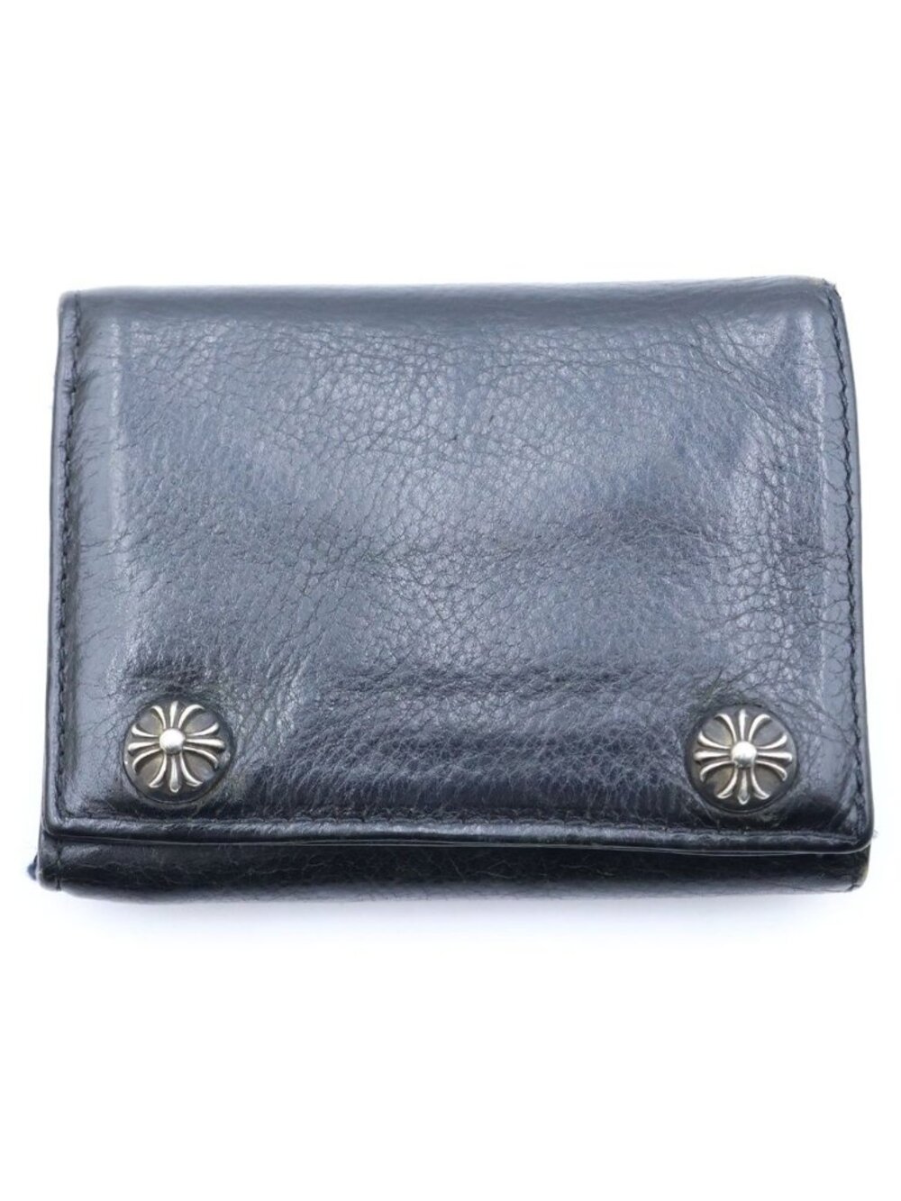 Chrome Hearts Cross Ball Button Leather Wallet Black